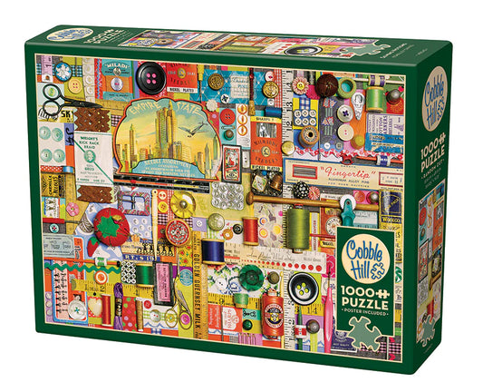 Sewing Notions Puzzle - 1000 PC - Random Cut
From Cobble Hill
Finished Size 19.5" x 26.625"