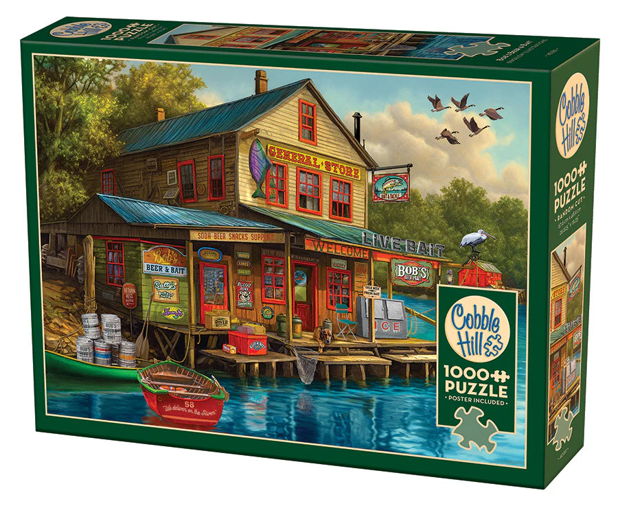 Bob's Beer &amp; Bait - 1000 pc
From Cobble Hill
It's always a guaranteed good time at Bob's Beer & Bait! This puzzle will reel you in hook, line, and sinker! Get ready for a fantastic day of fishing! Just be quick or them birds may snag your dinner time meal!