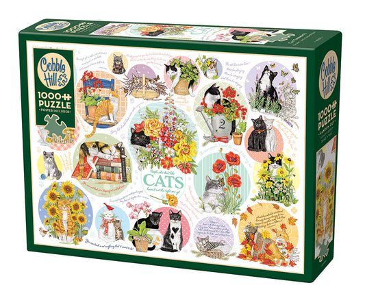 Cat Thoughts Puzzle-1000 pc - Random Cut-From Cobble Hill-Assembled Size 19.25" x 26.625"-
Poster Included