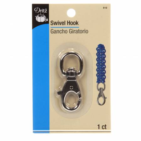 Swivel Hook  From Dritz  Dritz Swivel Hooks put the final touches on a variety of DIY sewing and crafting projects They finish key chains, bracelets and other belting or cording crafts. Used with D-rings, they create detachable or internal hooks in bags and totes.Color: Gray Made of: Metal Use: Bag Hardware Size: 2-11/16in long Included: One Hook