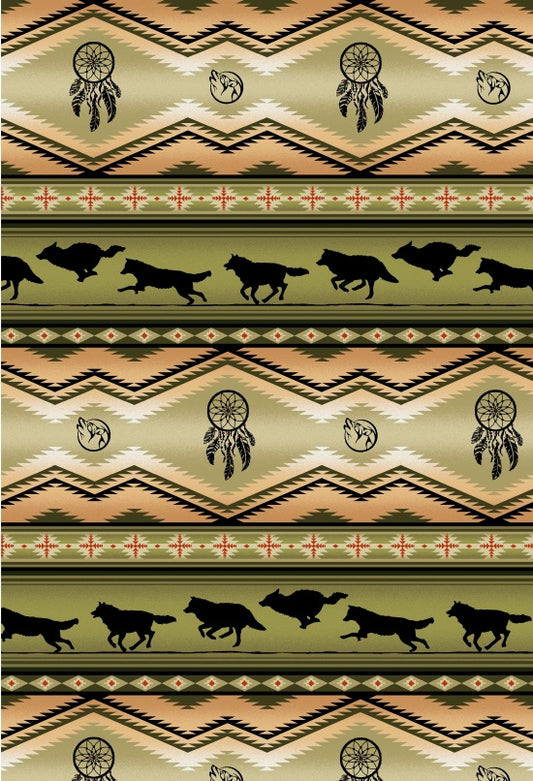 Tucson Wolf Stripe-Olive-From Elizabeths Studio-Tucson Collection-100% Cotton-43/44"