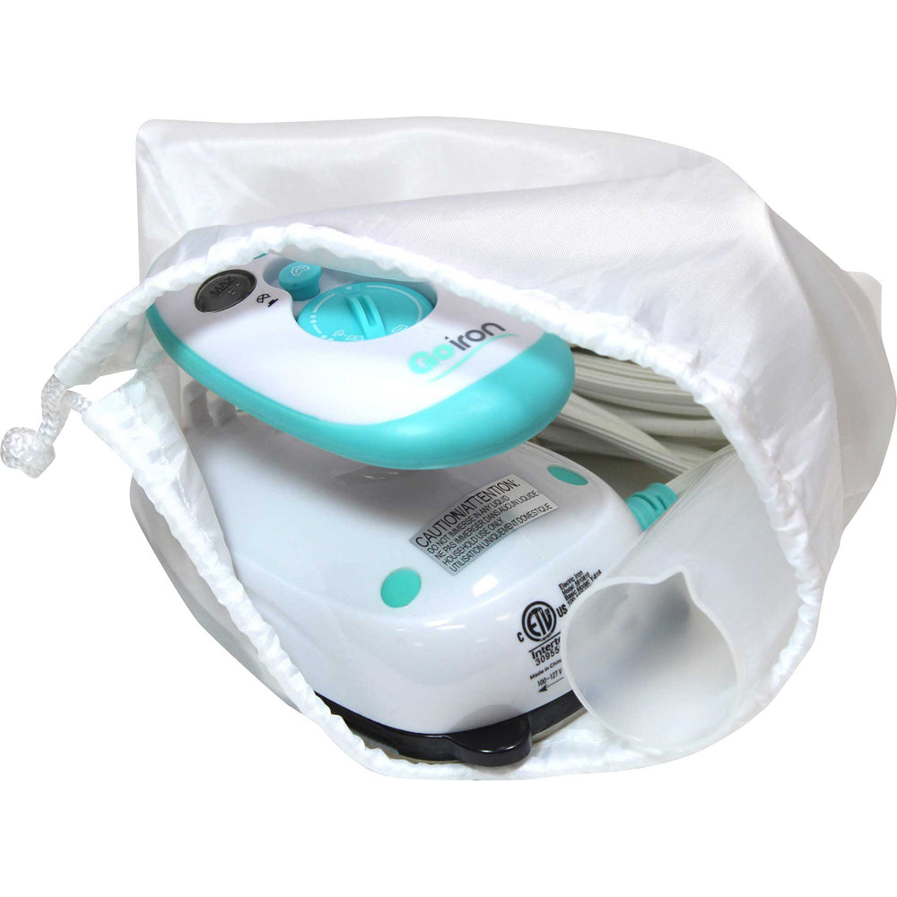 Go Iron Mini Travel / Craft Iron
Exceptionally compact travel steam iron. Rubber ring around the handle for a comfortable ergonomic fit. Non-stick soleplate. Dry/continuous steam. Dual voltage 100 V - 240 V. Heats up quickly - 30 seconds. 40 ml water tank. Includes: water filling cup and storage bag.