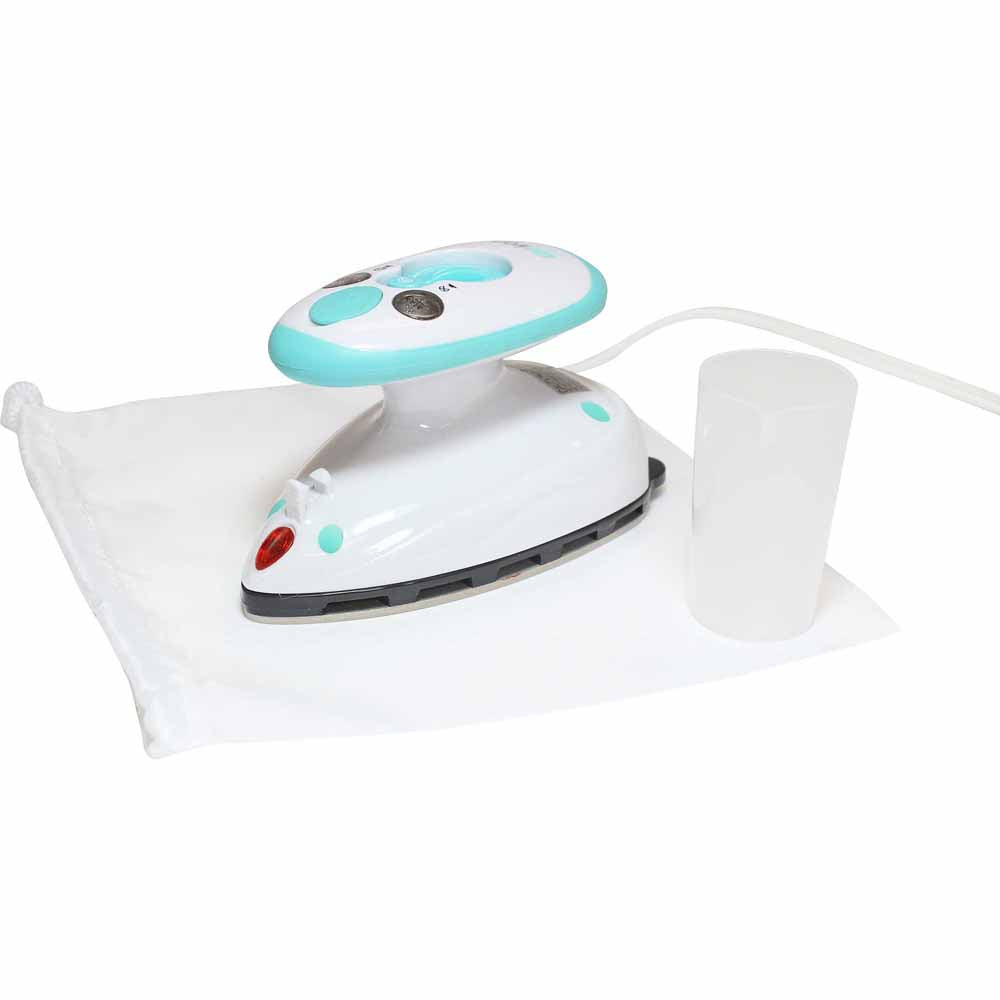 Go Iron Mini Travel / Craft Iron
Exceptionally compact travel steam iron. Rubber ring around the handle for a comfortable ergonomic fit. Non-stick soleplate. Dry/continuous steam. Dual voltage 100 V - 240 V. Heats up quickly - 30 seconds. 40 ml water tank. Includes: water filling cup and storage bag.