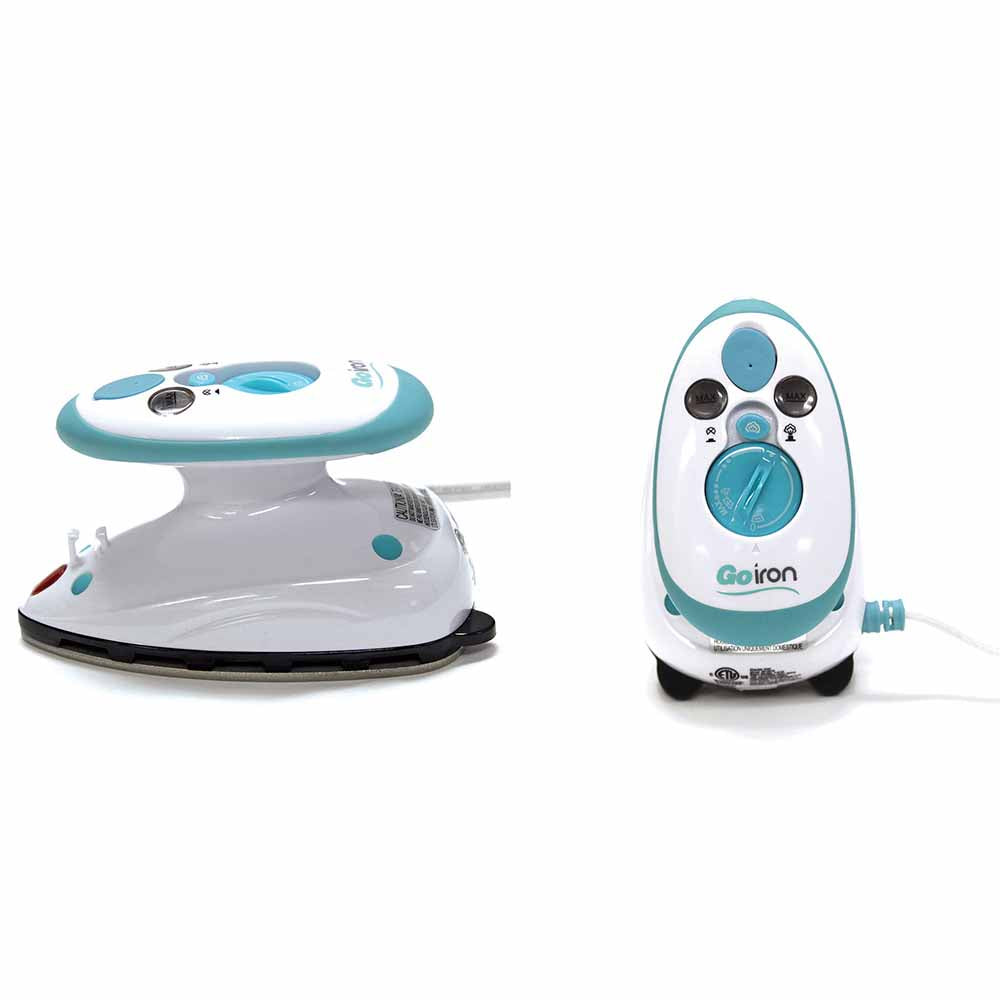 Go Iron Mini Travel / Craft Iron
Exceptionally compact travel steam iron. Rubber ring around the handle for a comfortable ergonomic fit. Non-stick soleplate. Dry/continuous steam. Dual voltage 100 V - 240 V. Heats up quickly - 30 seconds. 40 ml water tank. Includes: water filling cup and storage bag.