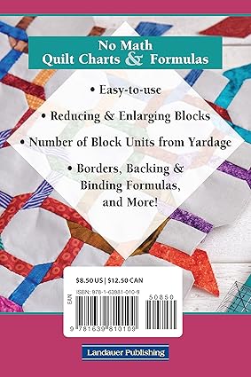 No Math Quilt Charts & Formulas Pocket Guide - From Landauer Publishing - 36 pages