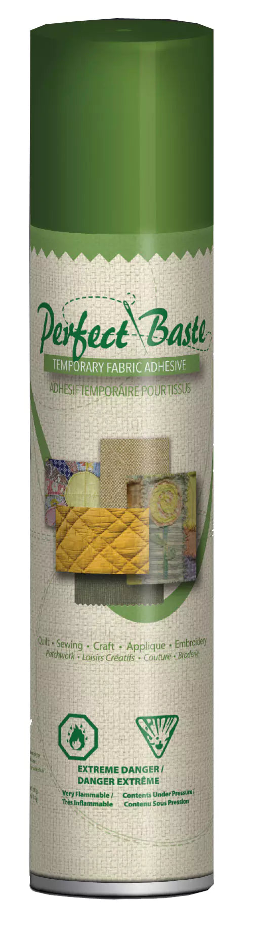 Perfect Baste is a 300ml Temporary Fabric Adhesive Spray is a new no mist, web spray pattern adhesive spray. Made in France
