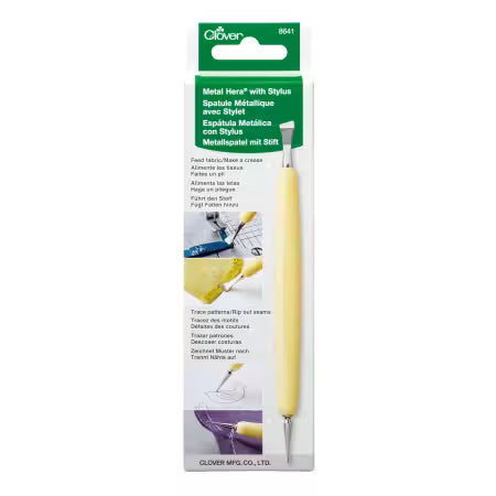 Metal Hera® with Stylus
From Clover Needlecraft
Use for sewing, quilting, embroidery, crafts, and more! This tool from Clover will feed fabric, make creases, trace patterns and rip out seams.
Features two ends:
Hera
Stylus
Made of: Metal / Plastic
Use: Quilting/sewing