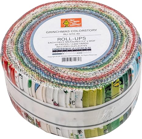 How The Grinch Stole Christmas Roll Ups-From Robert Kaufman-
How the Grinch Stole Christmas by Dr. Seuss Enterprises Collection-100% Cotton-2.5" Strips-40 PC