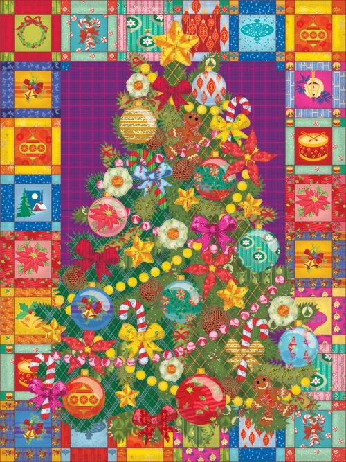 Quilted Christmas Panel -  Loading The Truck  From Suite B Fabrics   100% Cotton   45" x 58" approx.  With this festive panel all you need to do is add a border and you have a lovely Christmas quilt.   There is also a matching puzzle sold separately.