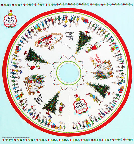Tree Skirt Panel Holiday Dr. Seuss 46in  From Robert Kaufman By Dr. Seuss Enterprises How the Grinch Stole Christmas By Dr. Seuss Enterprises Collection 46" x 44"