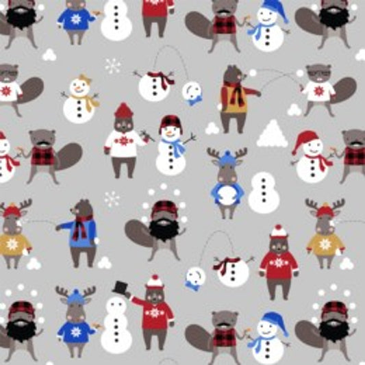 Snowball Fight - Grey - Purely Canadian Eh?
From Robert Kaufman Inc