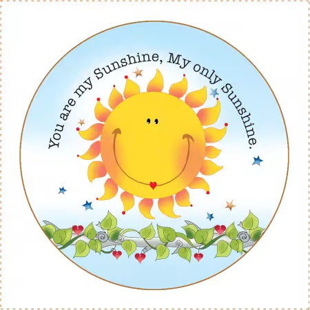 Fabric Panel 5 Inch Round Sunshine
From Jody Houghton Designs
By Jody Houghton 
Fabric art panel is perfect for appliqués, elements in quilted projects, base designs in fabric and rope bowls, or framed in a 5" embroidery hoop and embellished. 
Jody's original design.
Made of: 100% heavyweight Cotton 
Size: 5" diameter
Use: Pre-Printed Fabric Panel using permanent dyes. 