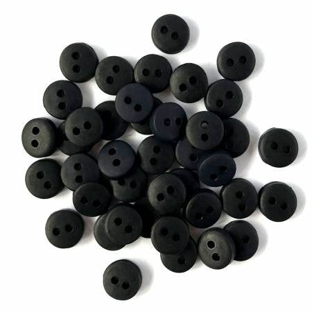 Tiny Black Button Pack - Buttons Galore &amp; More  35 Pieces. 2 Hole. 1/4in. Dome Top and Matte Finish - plastic