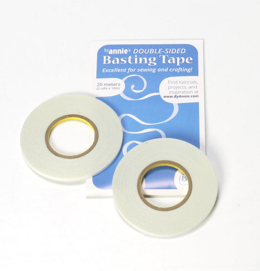 Double-Sided Basting Tape
By Annie
This extra-sticky double-sided basting tape is excellent for sewing and crafting!
Works with fabric, paper, cork, vinyl, mesh, Soft and Stable, and more.
Holds bulky/solid items that can't be pinned.
Makes placing zippers, fold-over elastic, handles, and straps fast and easy.
Approximately 1/8" x 21.8 yards