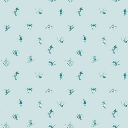 Ski Hill Skiers - Teal-From Riley Blake Designs-Ski Hill Collection by Corinne Wells-100% Cotton-
44/45"