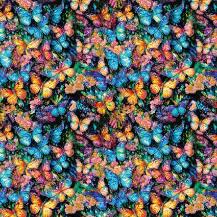 Multi Stained Glass Butterflies Wide Back
From Camelot Fabrics
By Collins, Peggy
Gigi in the Garden by Peggy Collins Collection
100% Cotton
108in