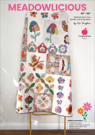Meadowlicious
From Creative Abundance
By Nic Vaughan
Printed Paper Pattern
Finished Size: 60in x 60in
Final product: Quilt
Paper Templates Included
Technique Used: Appliqué
Skill Level: Confident Beginner