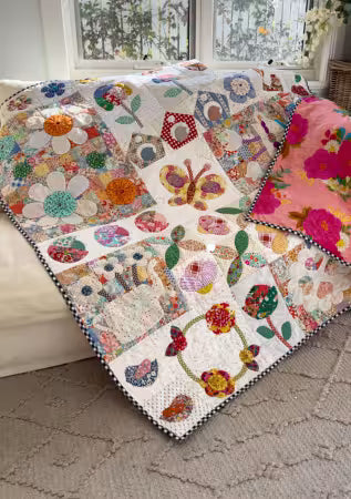 Meadowlicious
From Creative Abundance
By Nic Vaughan
Printed Paper Pattern
Finished Size: 60in x 60in
Final product: Quilt
Paper Templates Included
Technique Used: Appliqué
Skill Level: Confident Beginner