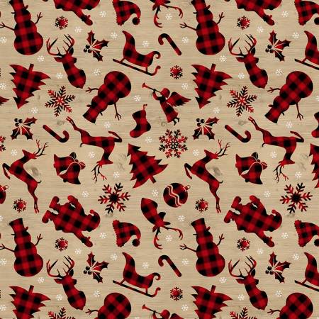Wood Buffalo Plaid Christmas Silhouettes  From Timeless Treasures  Lumberjack Gnomes Collection  100% Cotton  44/45"