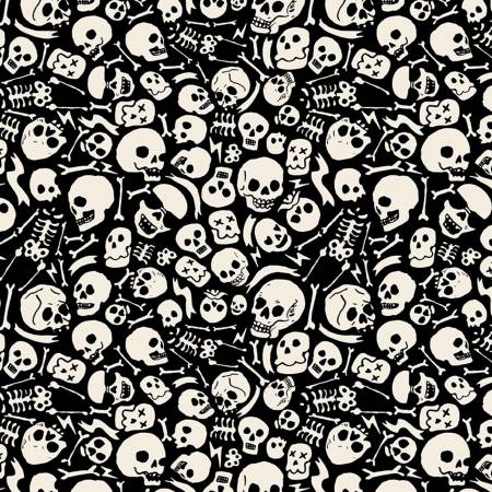 Glow Tossed Skulls And Bones  From Timeless Treasures  Glows in The Dark  100% Cotton  44/45"
