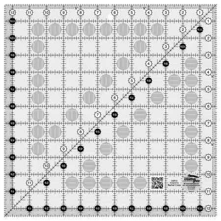 Creative Grids Quilt Ruler 12-1/2in x 12-1/2in Square
From Creative Grids USA
By Rachel Cross
This 12-1/2in square ruler from Creative Grids® is perfect for trimming one of the most popular sized blocks used in many quilting patterns.