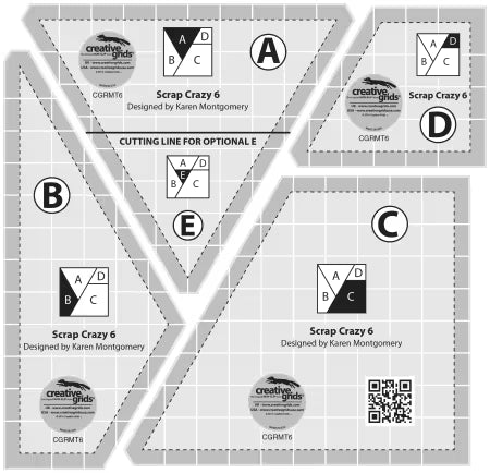 Creative Grids Quilt Ruler Scrap Crazy 6 Templates