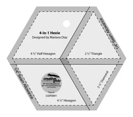 Creative Grids Ruler - 4-in-1 Hexie
From Creative Grids USA
By Mariana Diaz