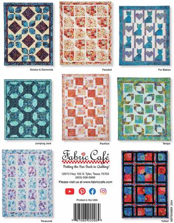 Double Focus 3-Yard Quilts Book - From Fabric Cafe - 8 quilt designs written for 3 sizes- Lap, Twin and Queen/King.