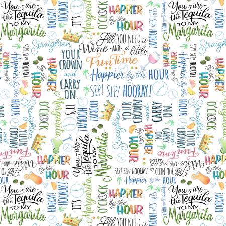 Happier by the Hour - Words From P & B Textiles By Robin Roderick Happier By The Hour Collection 100% Cotton 44/45"