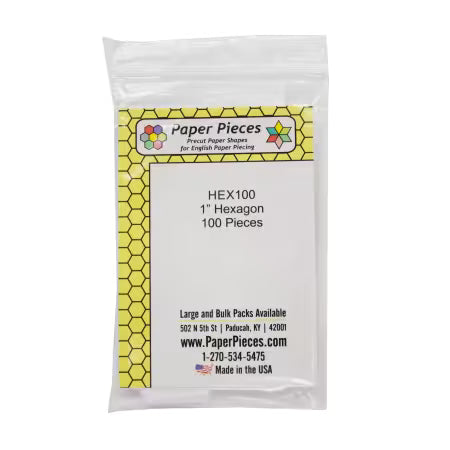 Pre-cut Paper Pieces 1in Hexagon Shape
Pack: 100 Pieces
From Paper Pieces