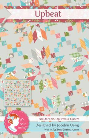 Upbeat Quilt Pattern From It's Sew Emma. Size options include Crib, Lap, Twin and Queen.