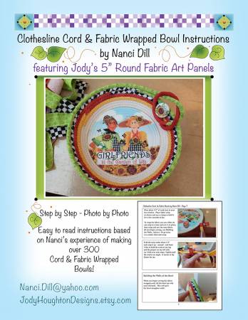 Clothesline Rope Bowl Bundle. Includes Clothesline, Sunflower round 5.25 inch panel and printed pattern. 