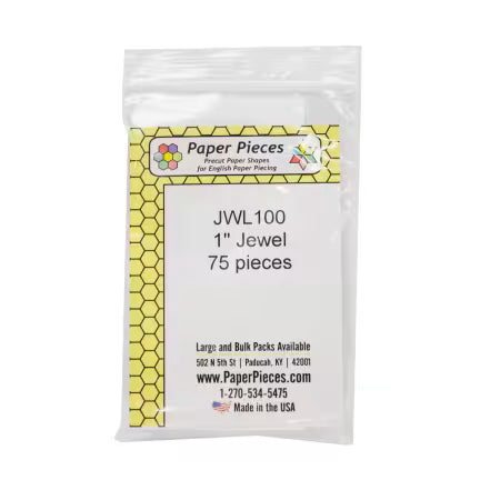 Paper Piece Jewel Pack 1in 75pc
From Paper Pieces
JWL100 - 1 Inch Jewel Small Pack, 75 Pieces, precision cut paper jewel shapes.
Made of: Paper
Use: English Paper Piecing
Size: 1 Inch Templates
Included: 75 Pieces