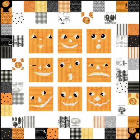 Pumpkin Patch Patch Jacks Boxed Quilt Kit-From Riley Blake Designs-By Janet Wecker-Frisch-
Finished Size 50" x 50"