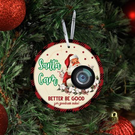 Santa Cam
Ornament is 3.5" in diameter and has the same image on both sides. Each ornament is dyed aluminum with a smooth, glossy finish, is UV protected and almost impossible to scratch. Ribbon color may vary.
Made of: Metal
Size: 3-1/2in diameter
Included: Ornament, Ribbon &Card