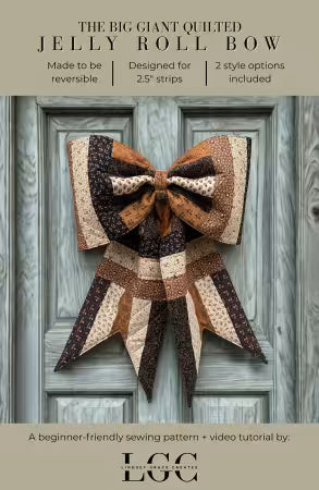 The Big Giant Quilted Jelly Roll Bow
From Lindsey Grace
Pattern Booklet: 5.5" x 8.5", approx. 20 page
Clear, beginner-friendly instructions
Includes access to a video tutorial for added support
Jelly roll friendly design, fully reversible with multiple style options