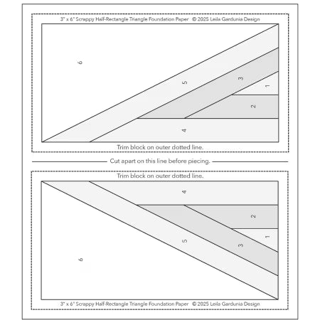 Scrappy Half-Rectangle Triangle Foundation Pad
From Leila Gardunia Design
By Leila Gardunia
Made of: Paper
Use: Foundation Paper Piecing
Size: 7in x 8in x 1/4in