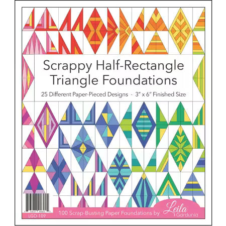 Scrappy Half-Rectangle Triangle Foundation Pad
From Leila Gardunia Design
By Leila Gardunia
Made of: Paper
Use: Foundation Paper Piecing
Size: 7in x 8in x 1/4in