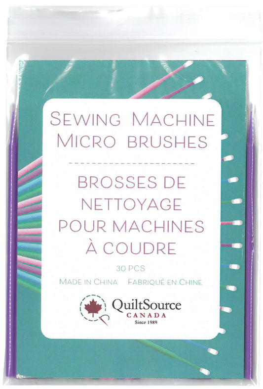 Sewing Machine Micro Brushes 30 pc
From QSC Notions
Sewing Machine Micro Brushes, in assorted colours green, (yellow, pink &  blue) in 30 pack.
Micro tip for precise cleaning.
Re-usable or discard after each usage.