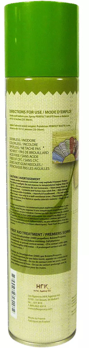Perfect Baste is a 300ml Temporary Fabric Adhesive Spray is a new no mist, web spray pattern adhesive spray. Made in France