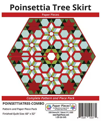 Poinsettia Tree Skirt Complete Pattern and Paper Piece Pack
From Paper Pieces
Made of: Paper
Size: 60in x 52in, Finished Project Size
Included: Pattern and Paper Pieces