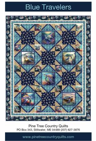 Blue Travelers Quilt Pattern - 
From Pine Tree Country Quilts - 
By Sandy Boobar and Sue Harvey - Large pieces - Quick-corner triangles - So simple! - Finished Size - 68" x 84 1/2" - Skill level - Confident Beginner