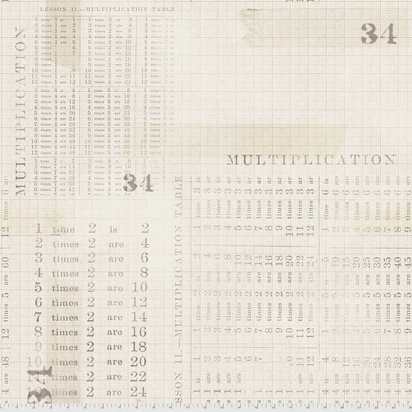 Multiplication Table - Parchment - Monochrome
From FreeSpirit Fabrics
By Tim Holtz
Eclectic Elements Collection
100% Cotton
43/44"