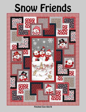 Snow Friends Quilt Pattern  From Quilters Clinic  Finished sizes: 66" X 78"  Use simple blocks in an unconventional layout to showcase this winter-themed panel and coordinating collection. 