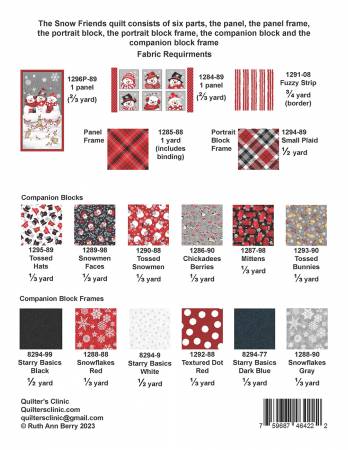 Snow Friends Quilt Pattern  From Quilters Clinic  Finished sizes: 66" X 78"  Use simple blocks in an unconventional layout to showcase this winter-themed panel and coordinating collection. 