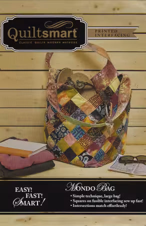 Mondo Bag Fun Pak Pattern
From Quiltsmart
This pack contains instructions and Quiltsmart printed interfacing panels to make 1 Mondo Bag. 
Printed Paper Pattern
Final Product: Bag
Finished Size: 10in x 17in
Technique: Standard Machine Sewing