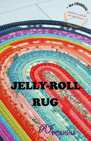 Jelly Roll Rug
From R.J. Designs
By Roma Lambson
Approximately 30 in x 44 in area rug made from one Jelly Roll, forty-two 2.5 in fabric strips, and 100 percent cotton batting.
Printed Paper Pattern
Final Product: Rug
Finished Size: 30in x 44in
Technique: Standard Machine Sewing
