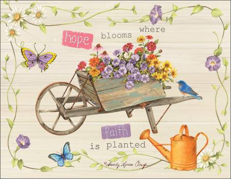 Note Cards Rustic Wheelbarrow
Hope blooms where faith is planted. One package of eight 4.25in x 5.5in Blank note cards and envelopes