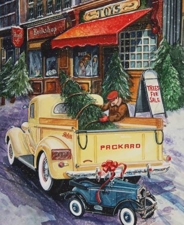 A Nostalgic Christmas Digital Panel -  Loading The Truck From Riley Blake Designs A Nostalgic Christmas by RBD Collection  100% Cotton  Panel Size: 36" X 43.5"