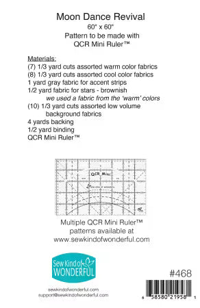 Moon Dance Revival pattern guide with fabric and ruler requirements.